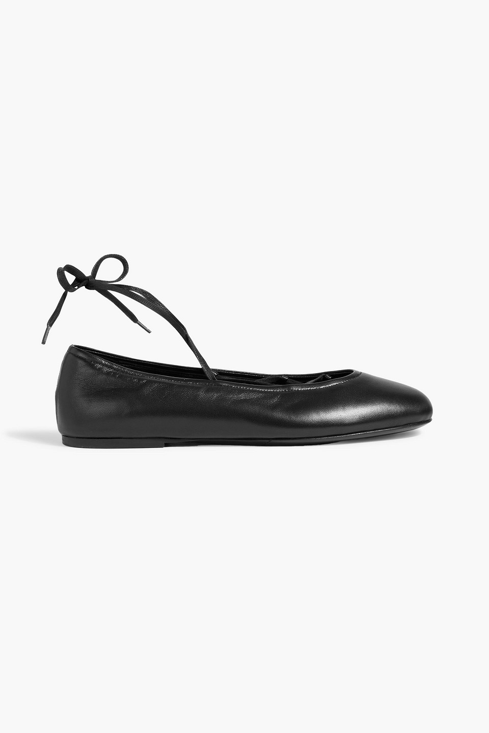 Co Lace-up Leather Ballet Flats In Black