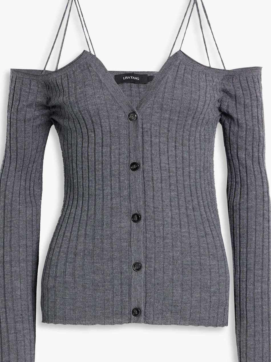 clarissa cold-shoulder ribbed cashmere top