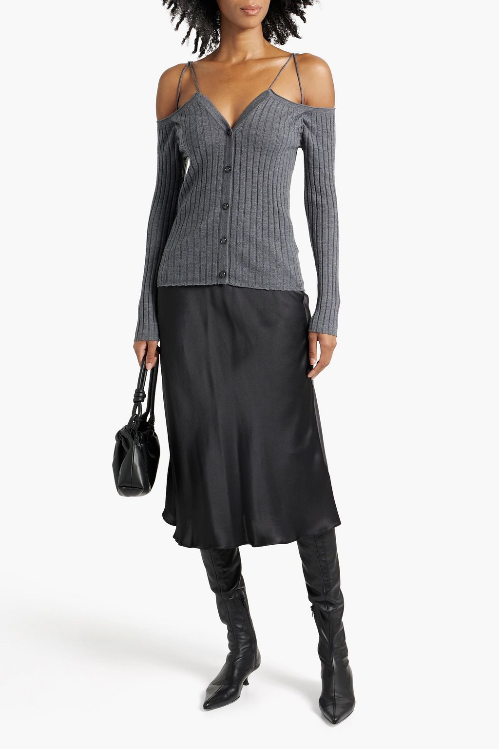 LISA YANG Clarissa cold-shoulder ribbed cashmere top