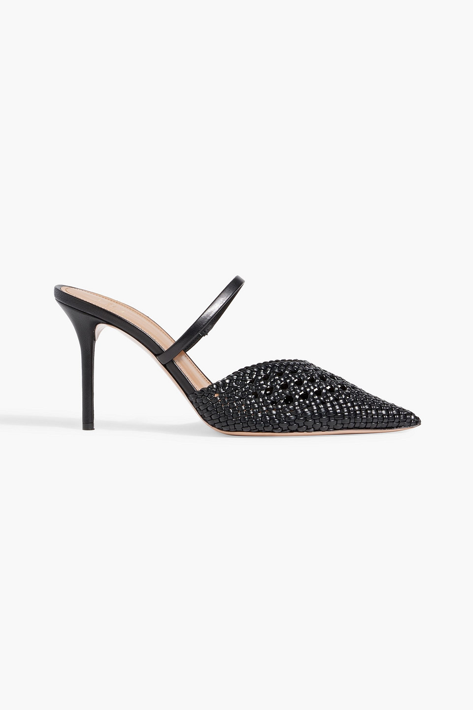 Malone Souliers Marla 85 Woven Leather Mules In Black