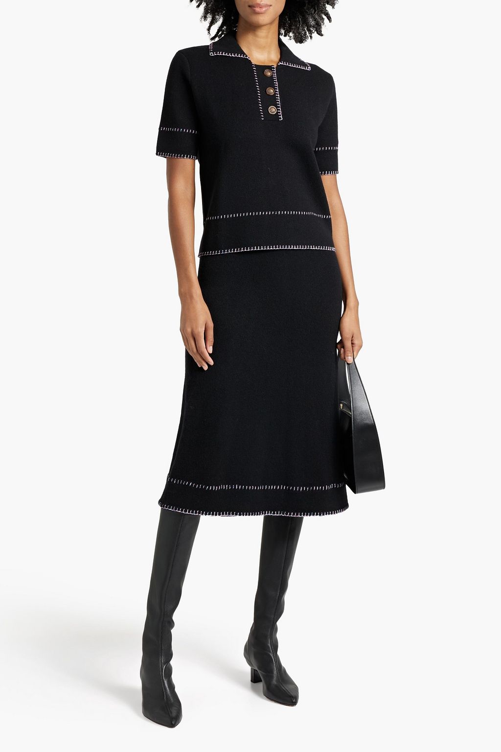 LISA YANG Bobby embroidered cashmere polo sweater