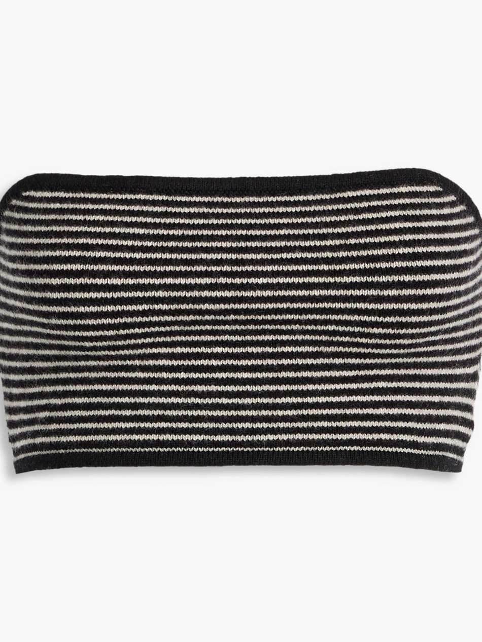 selah strapless cropped striped cashmere top