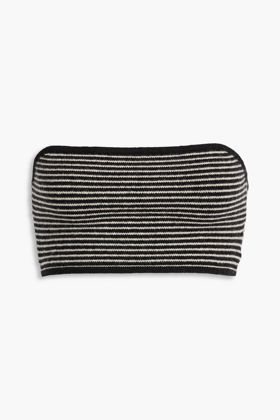 Lisa Yang Selah Strapless Cropped Striped Cashmere Top In Black