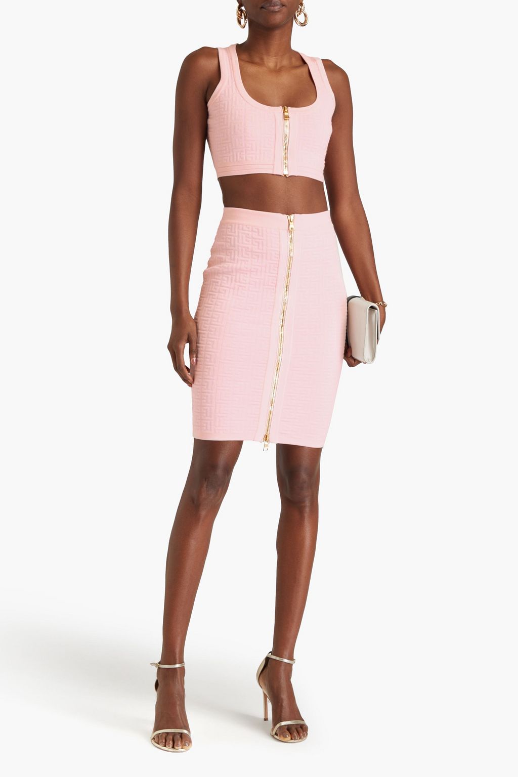 BALMAIN Jacquard-knit wool-blend mini skirt