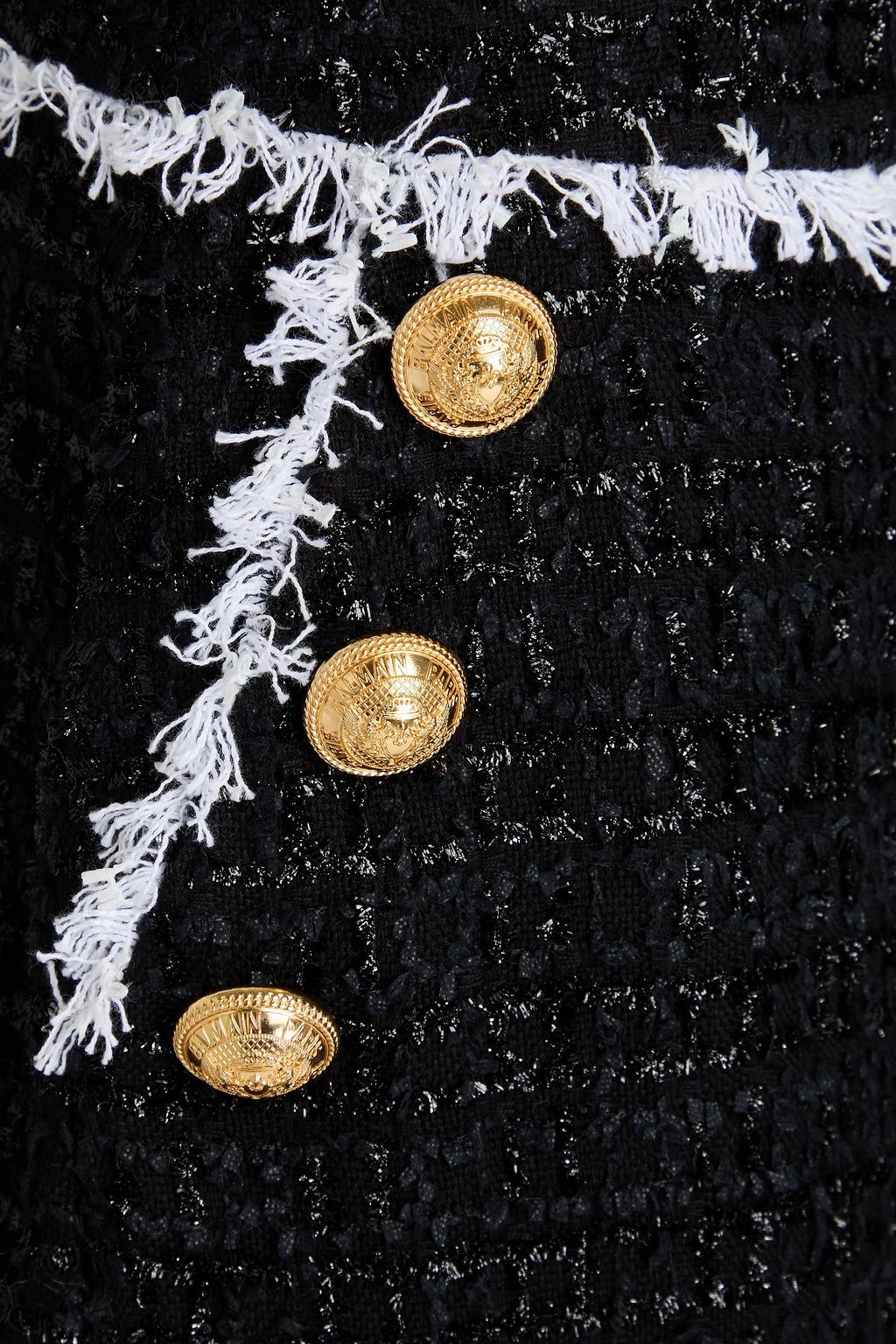BALMAIN コットン混ツイード ショートパンツ ボタン付き メタリック