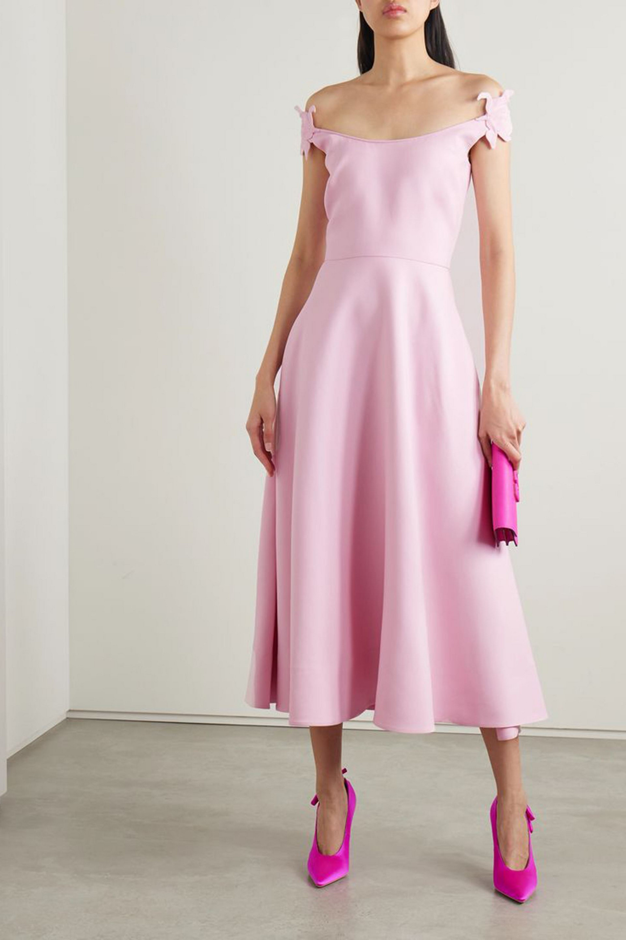 Valentino Garavani Embellished wool and silk-blend crepe midi dress