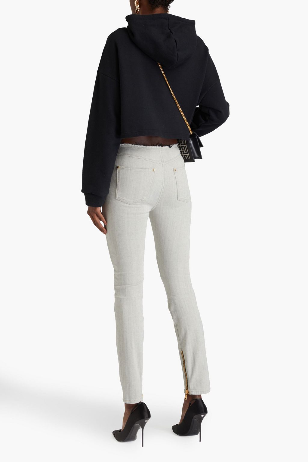 BALMAIN Studded high-rise slim-leg jeans