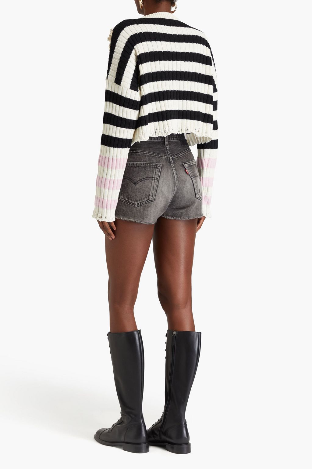 BALMAIN كنزة رياضية من مزيج الصوف بتصميم مضلّع ومزركش
