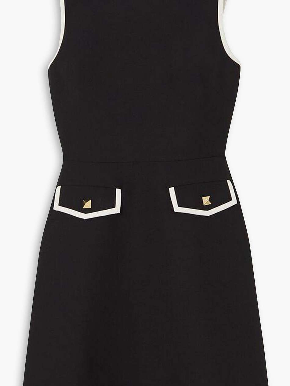 embellished piped wool and silk-blend dress