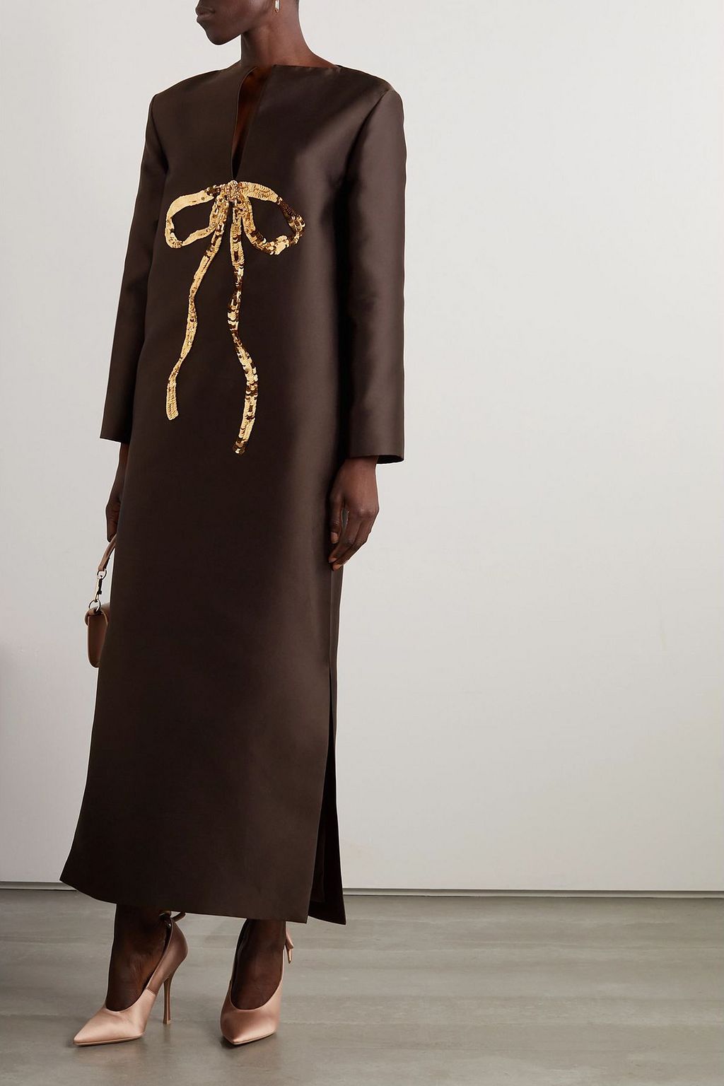 VALENTINO GARAVANI Sequin-embellished wool and silk-blend gown