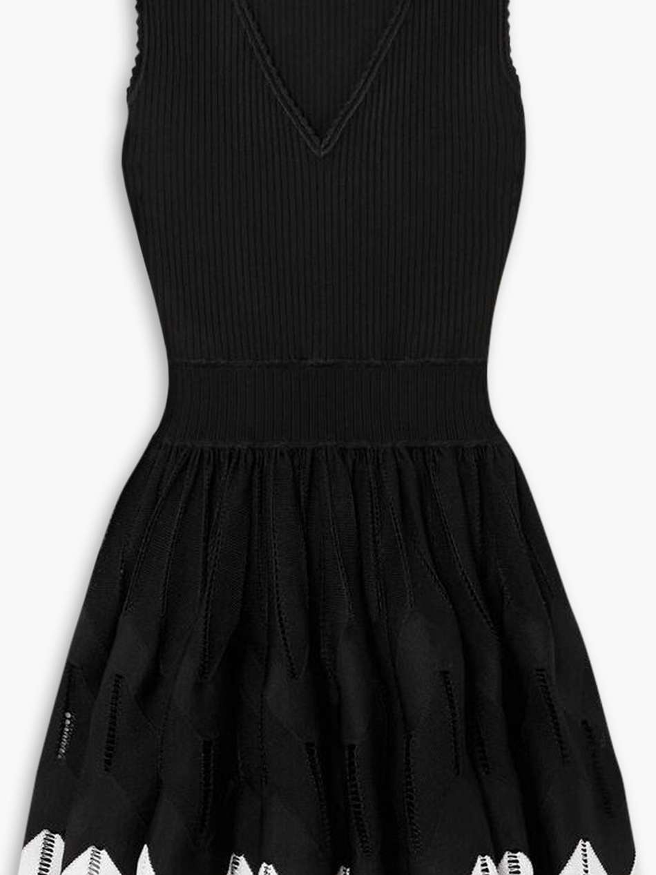 scalloped knitted mini dress