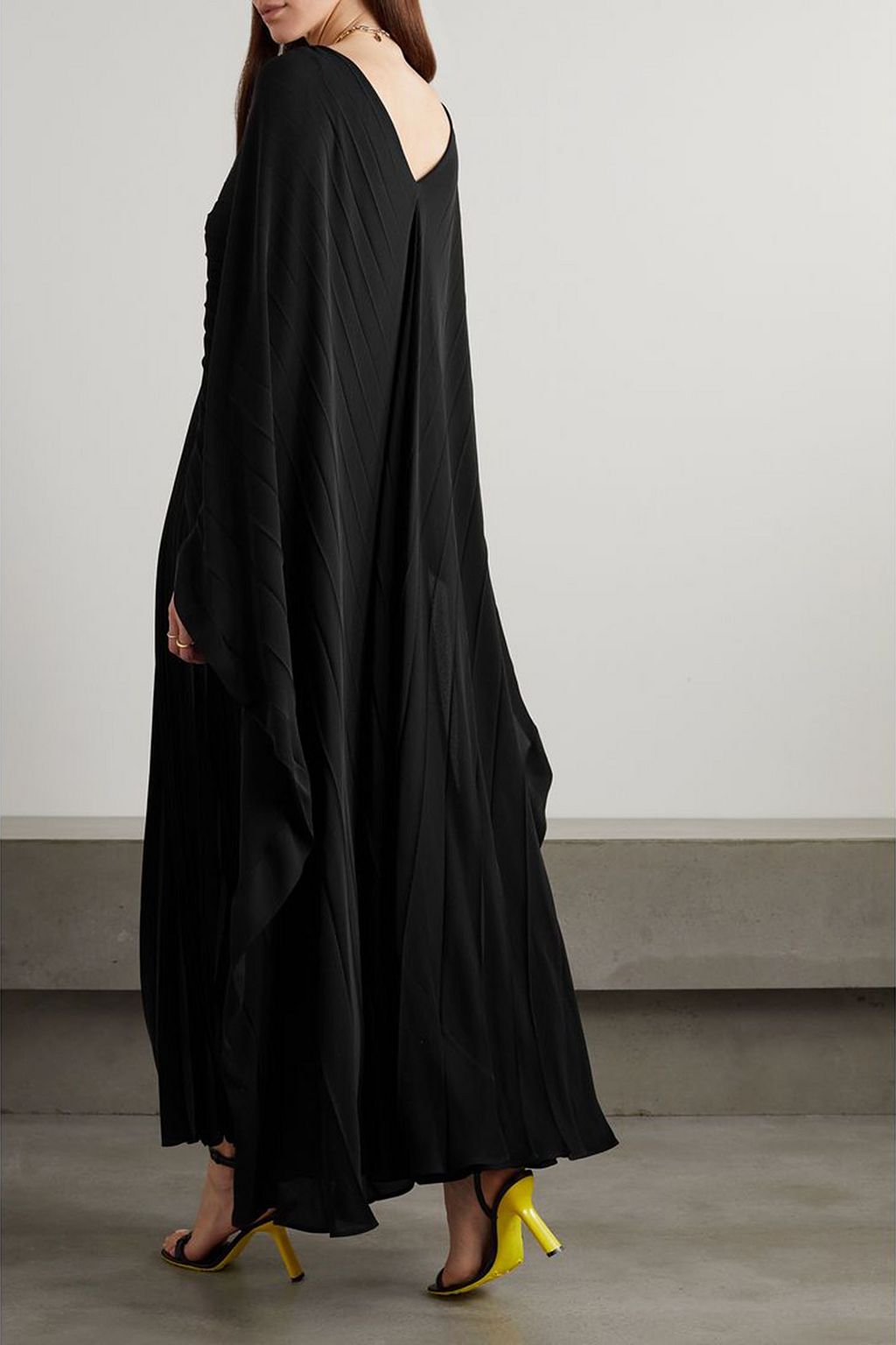 VALENTINO GARAVANI Cape-effect pleated silk maxi dress