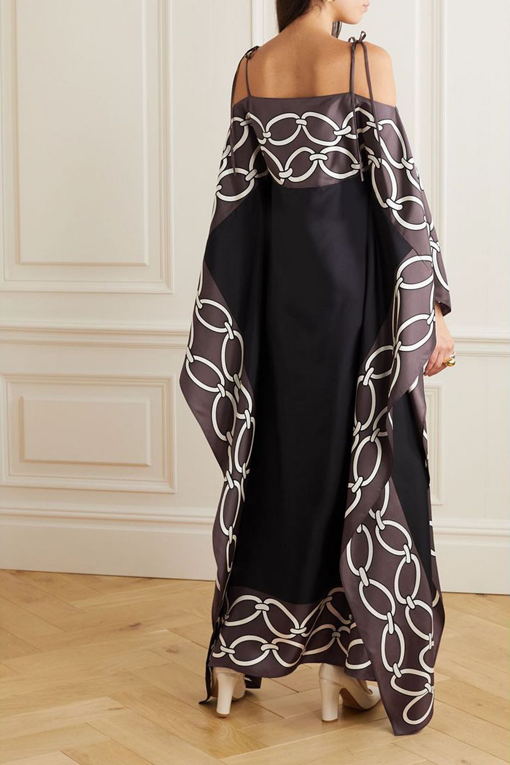 VALENTINO GARAVANI Off-the-shoulder printed silk gown
