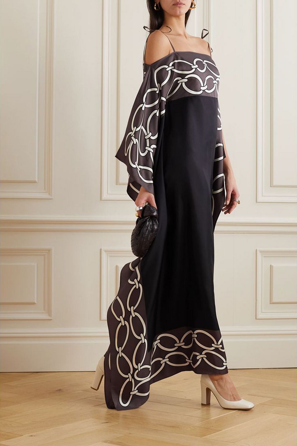 VALENTINO GARAVANI Off-the-shoulder printed silk gown