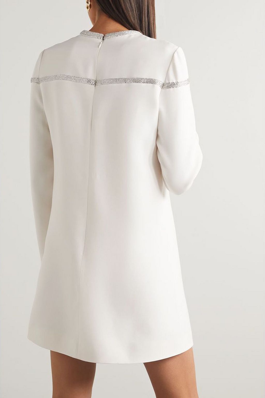 VALENTINO GARAVANI Crystal-embellished wool and silk-blend crepe mini dress