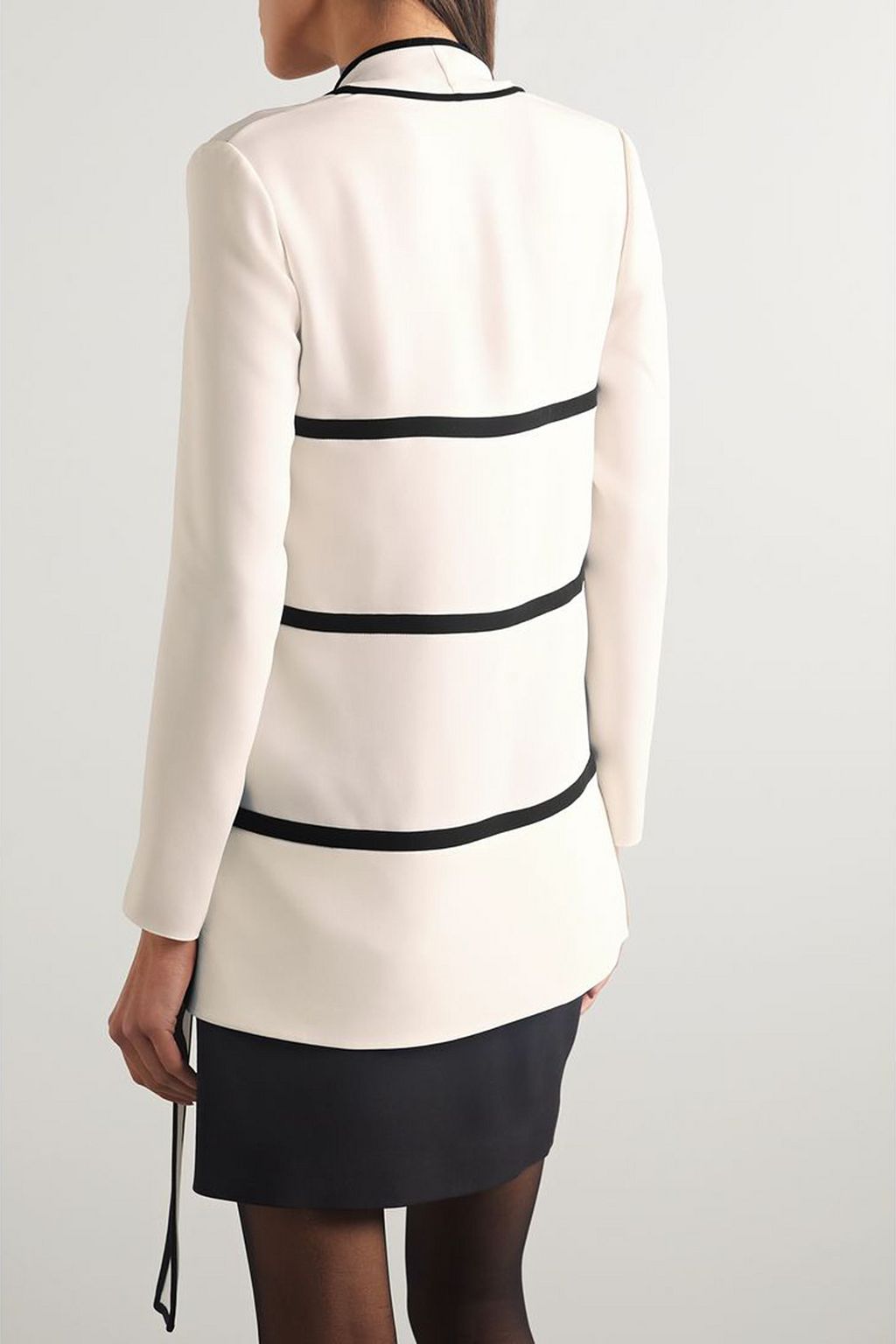 VALENTINO GARAVANI Tie-neck cady-trimmed silk-crepe blouse