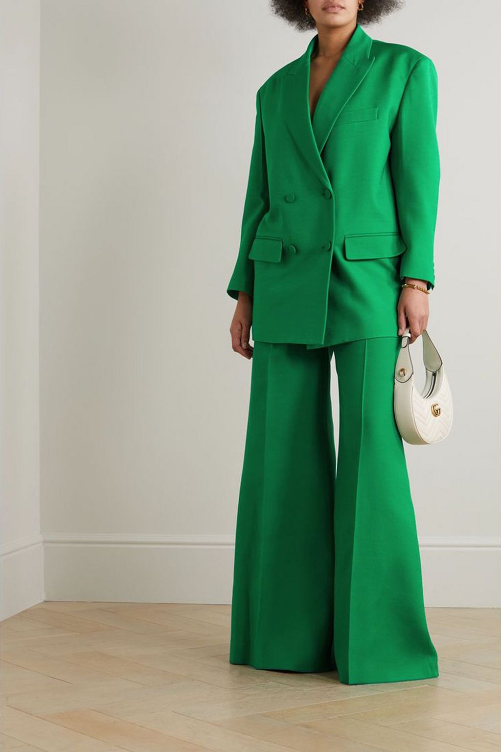 VALENTINO GARAVANI Oversized double-breasted wool and silk-blend crepe blazer
