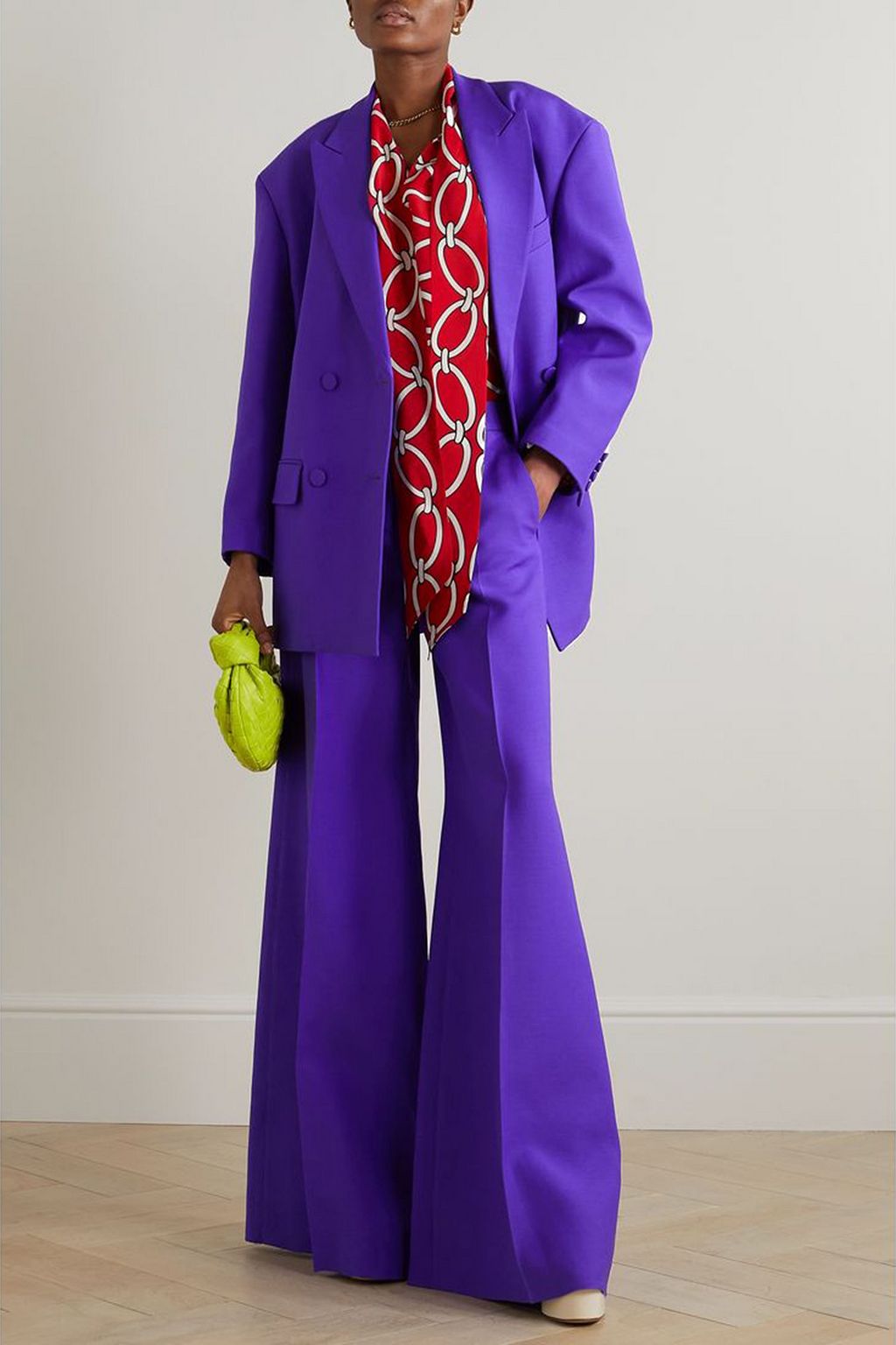 VALENTINO GARAVANI Oversized double-breasted wool and silk-blend crepe blazer