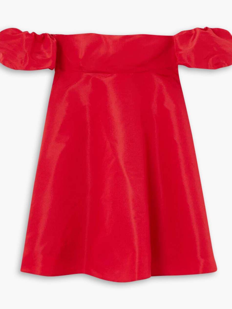 off-the-shoulder silk-faille mini dress