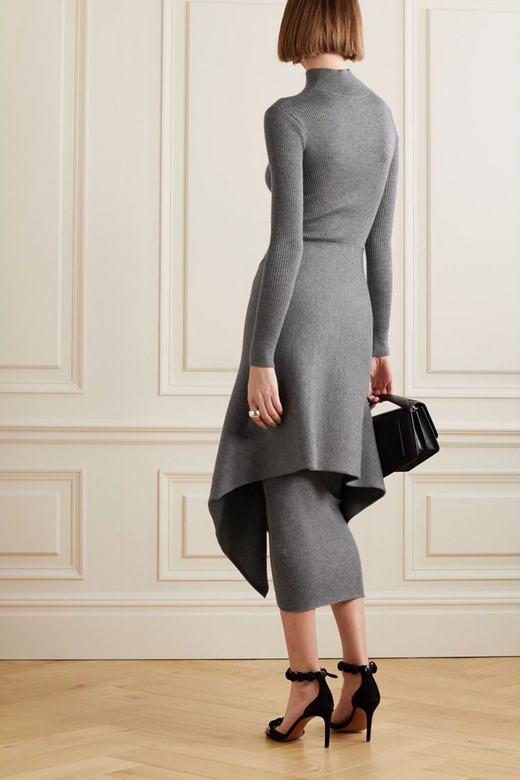 ALAÏA Ribbed cashmere and silk-blend midi dress