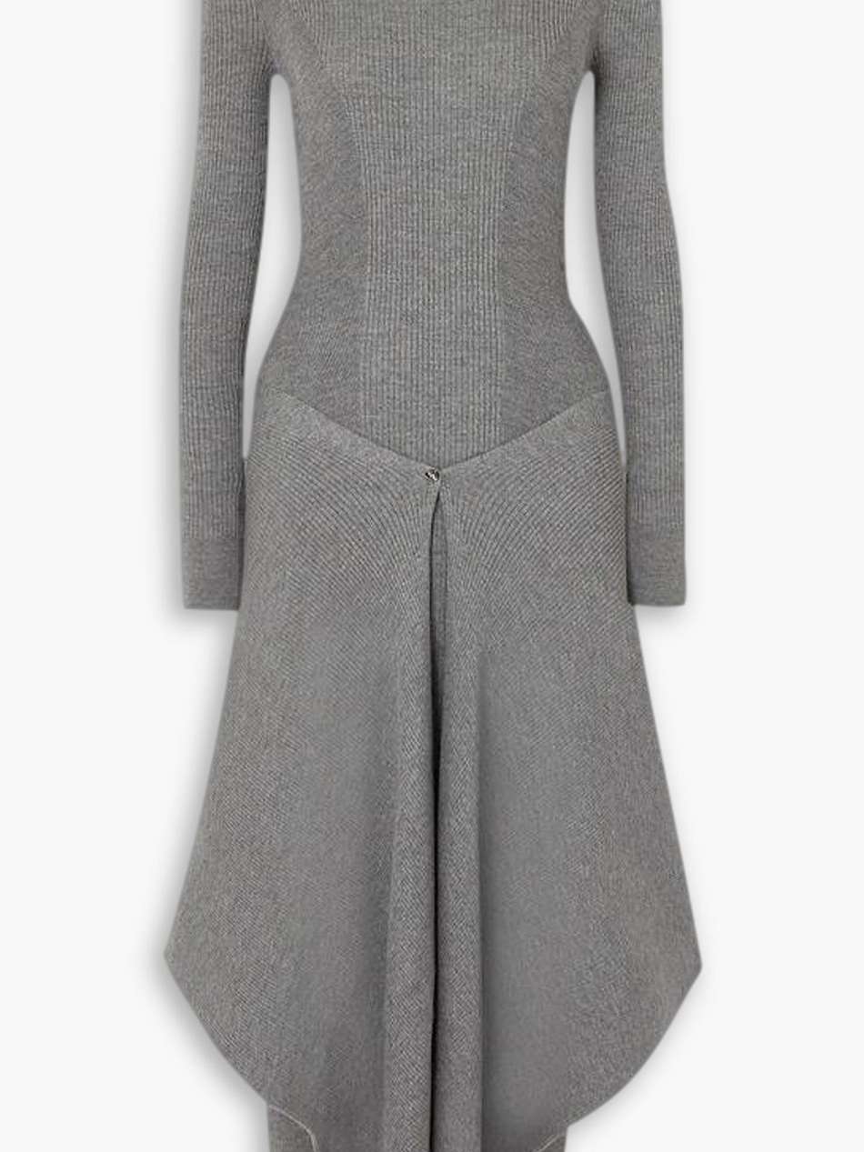 ribbed cashmere and silk-blend midi dress