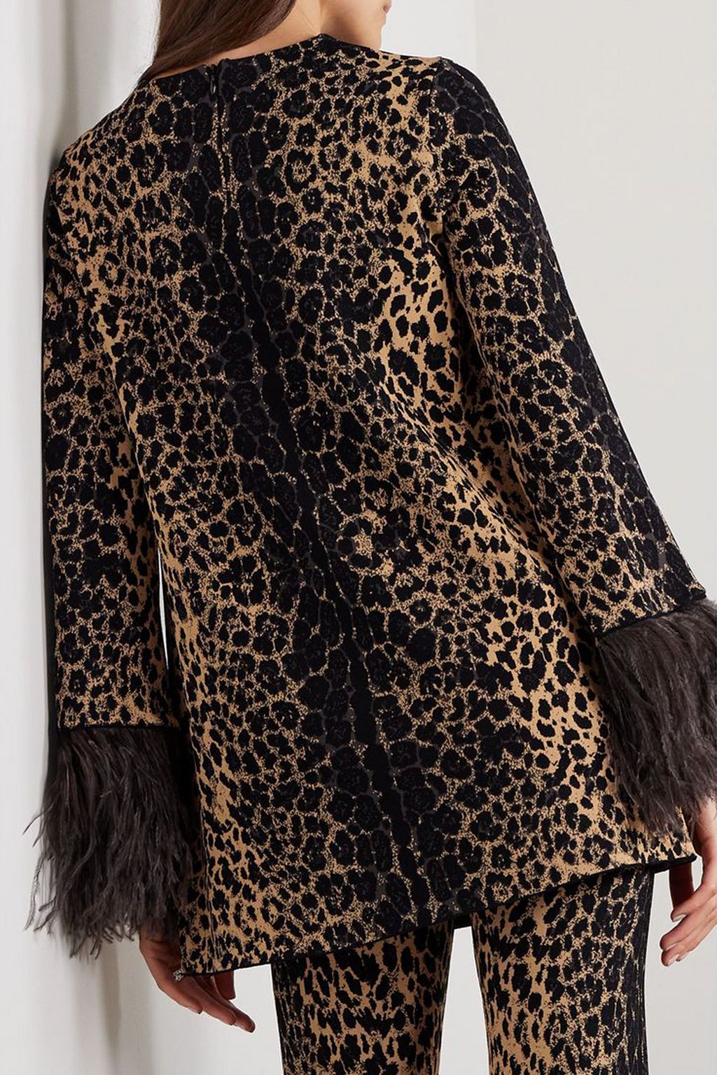 VALENTINO GARAVANI Oberteil aus Jacquard-Strick mit Federn