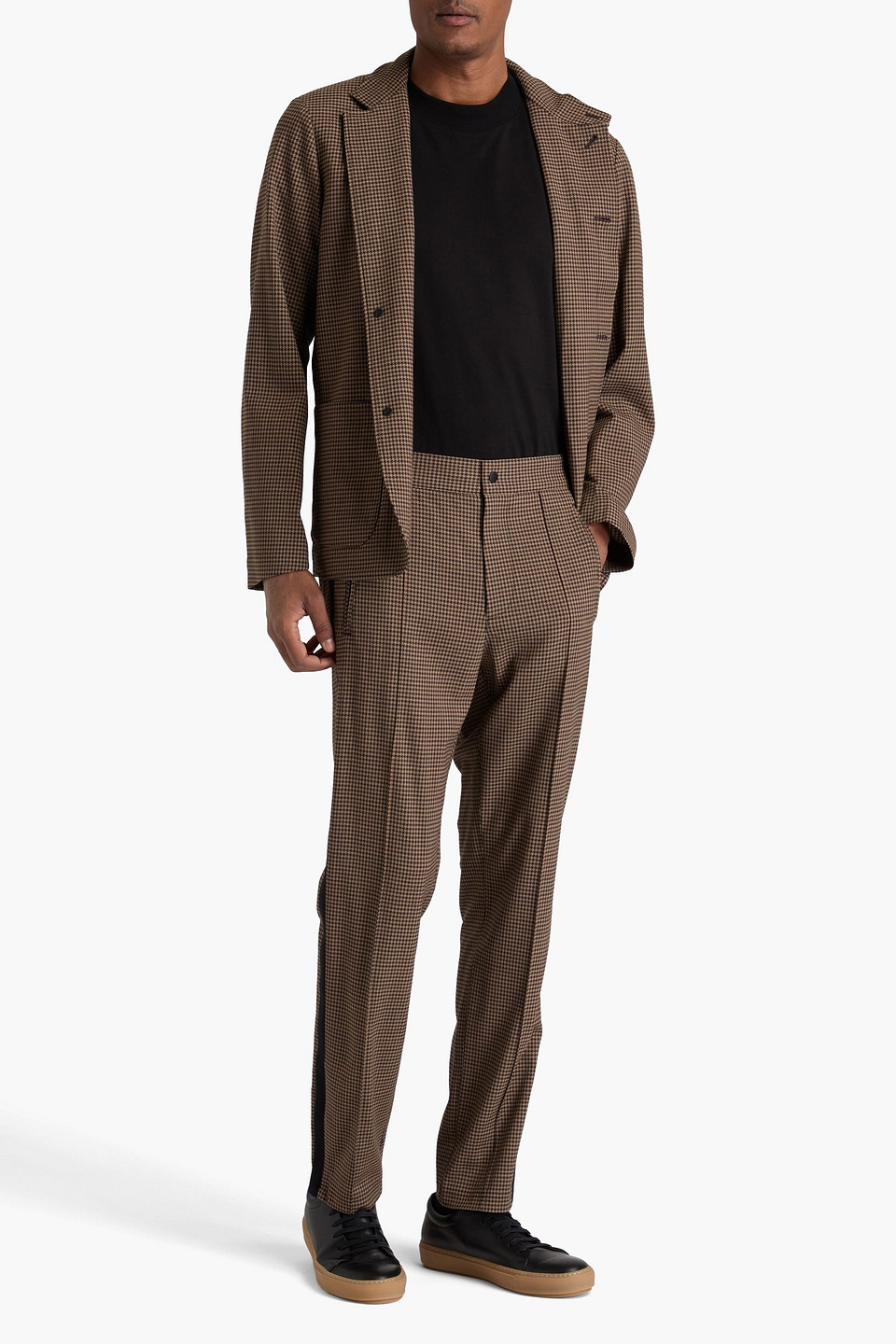 Rag & Bone Zander Houndstooth Wool-blend Twill Pants In Brown