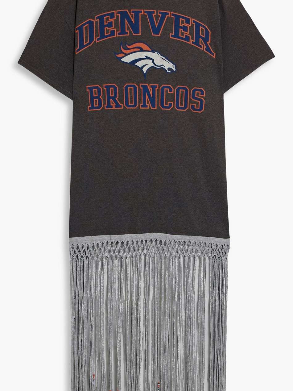 fringed printed cotton-jersey midi dress