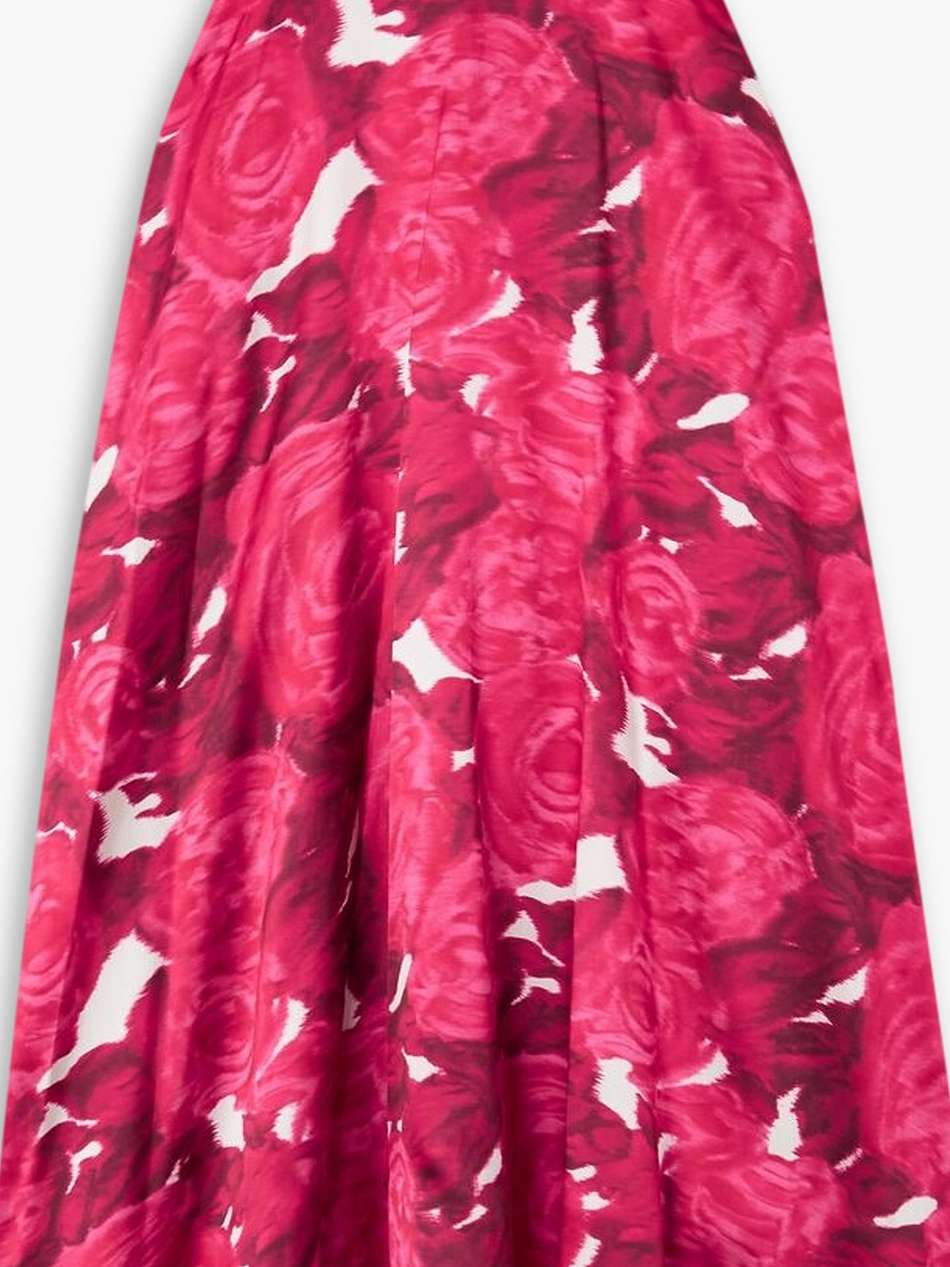 floral-print duchesse-satin midi skirt