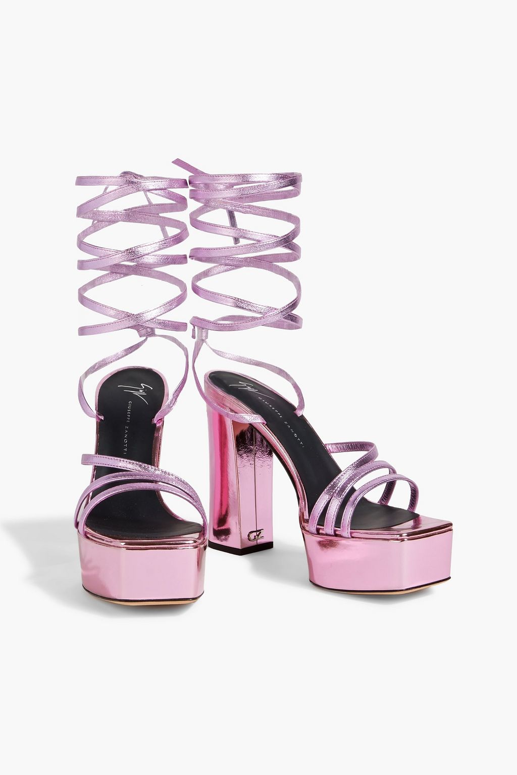 GIUSEPPE ZANOTTI Flavienne mirrored-leather platform sandals