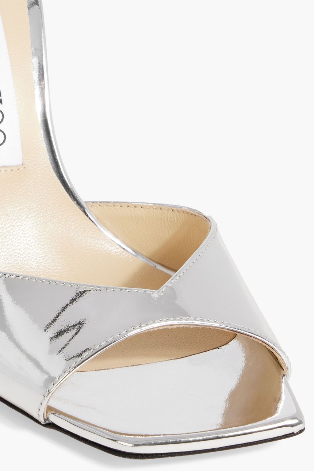 JIMMY CHOO Saeda 100 crystal-embellished mirrored-leather sandals