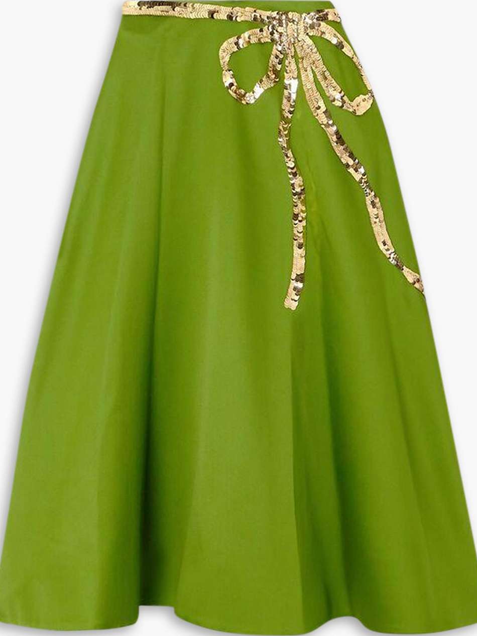 sequin-embellished duchesse-satin midi skirt
