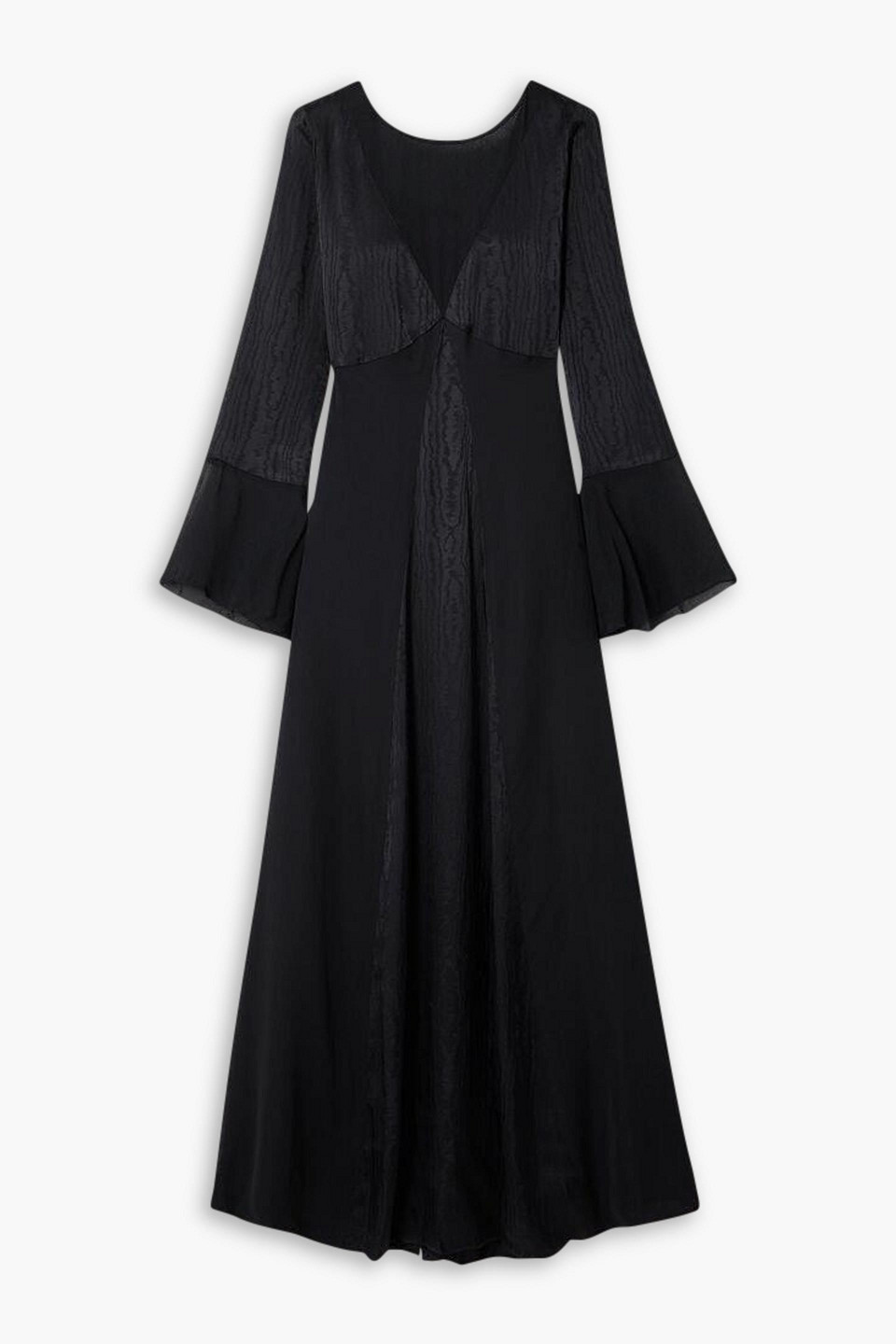 Diane Von Furstenberg Suparna Cutout Crepe De Chine, Satin-jacquard And Chiffon Maxi Dress In Midnight Blue