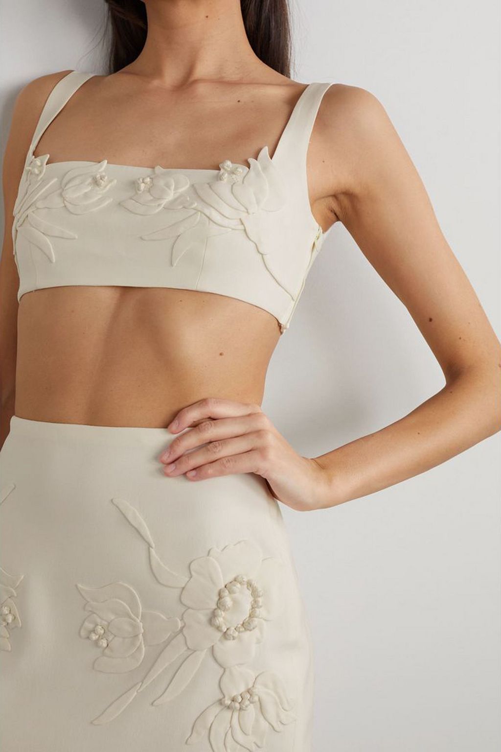 VALENTINO GARAVANI Appliquéd wool and silk-blend bralette