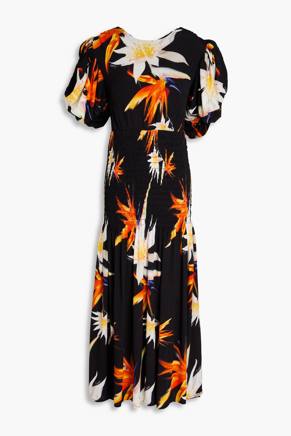 Rotate Birger Christensen Printed Jacquard Midi Dress In Black
