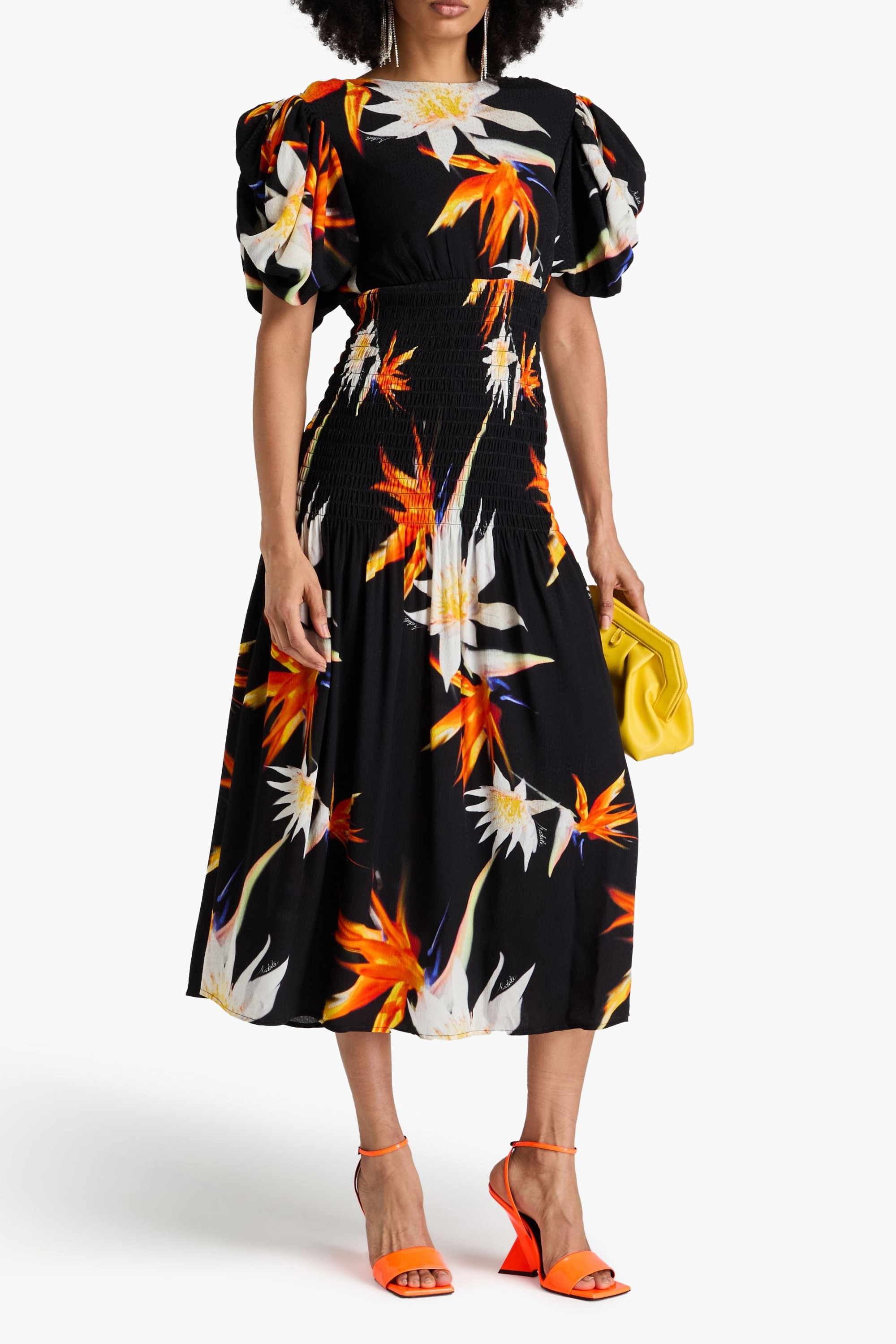ROTATE Birger Christensen Printed jacquard midi dress