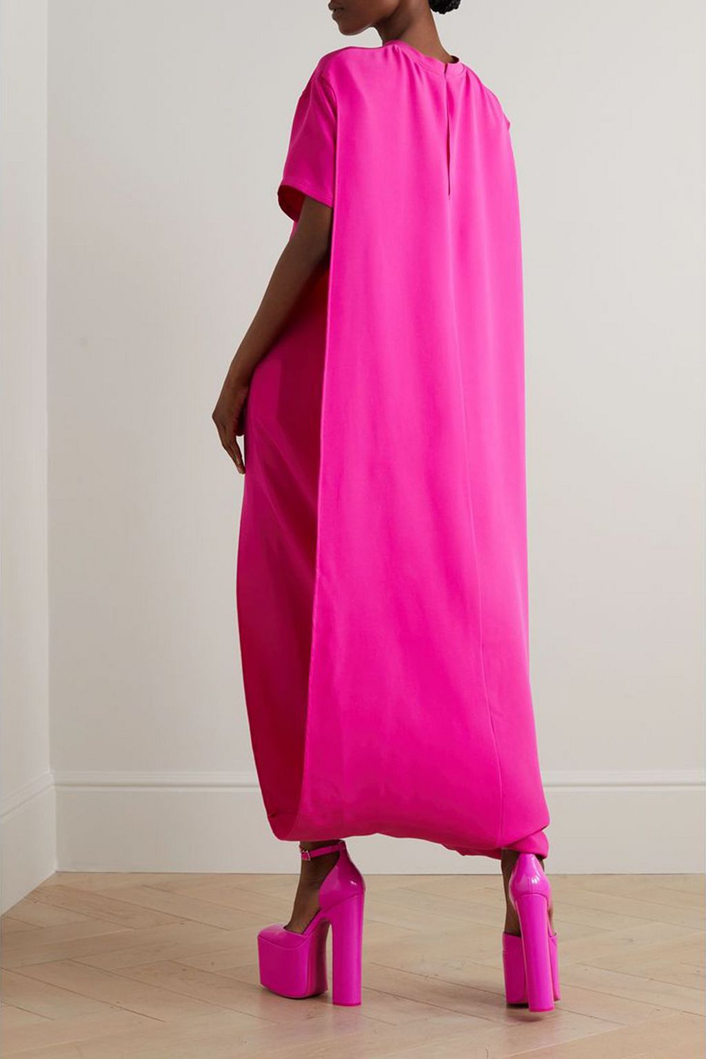 VALENTINO GARAVANI Cape-effect silk-cady maxi dress