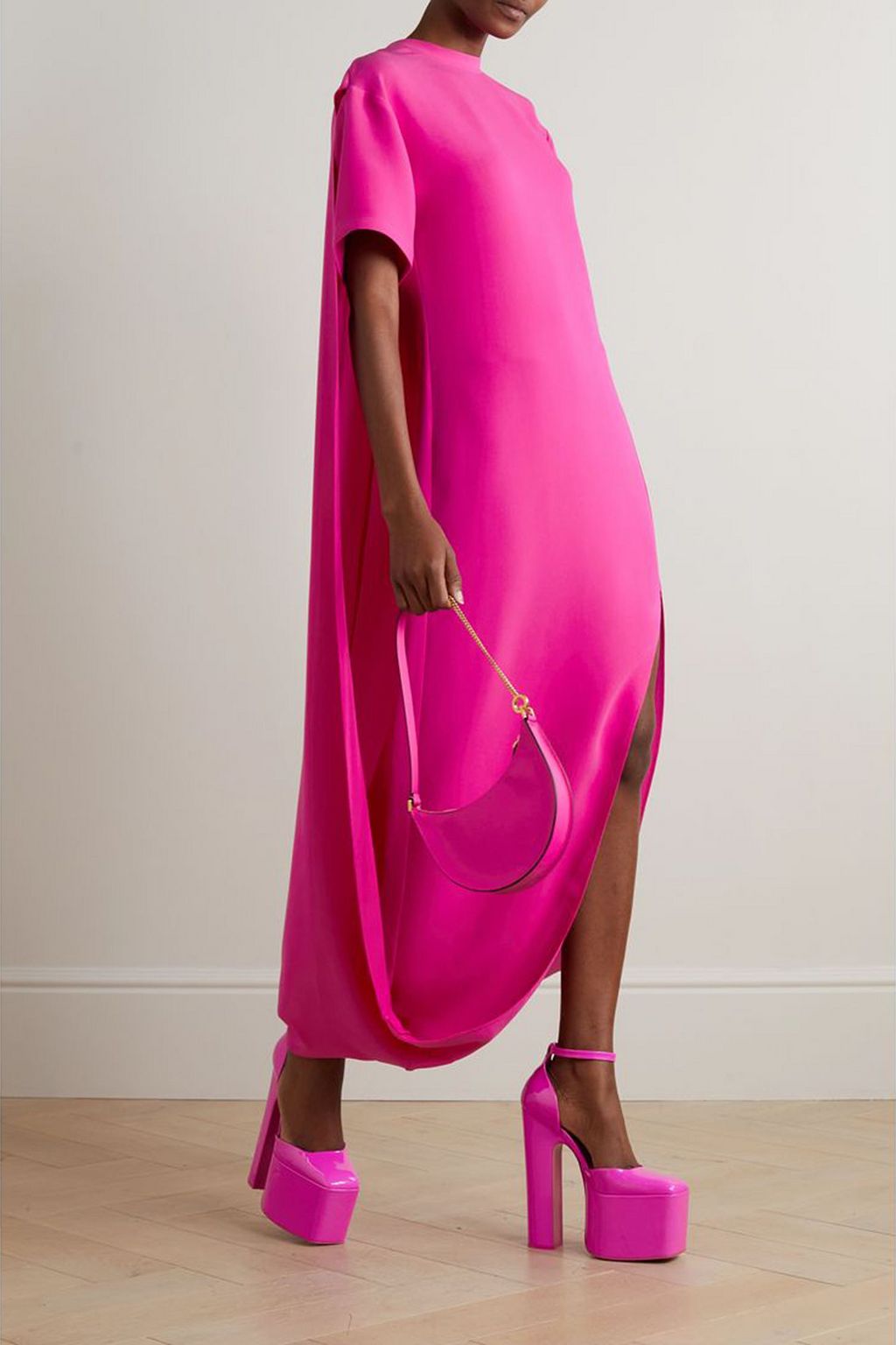 VALENTINO GARAVANI Cape-effect silk-cady maxi dress