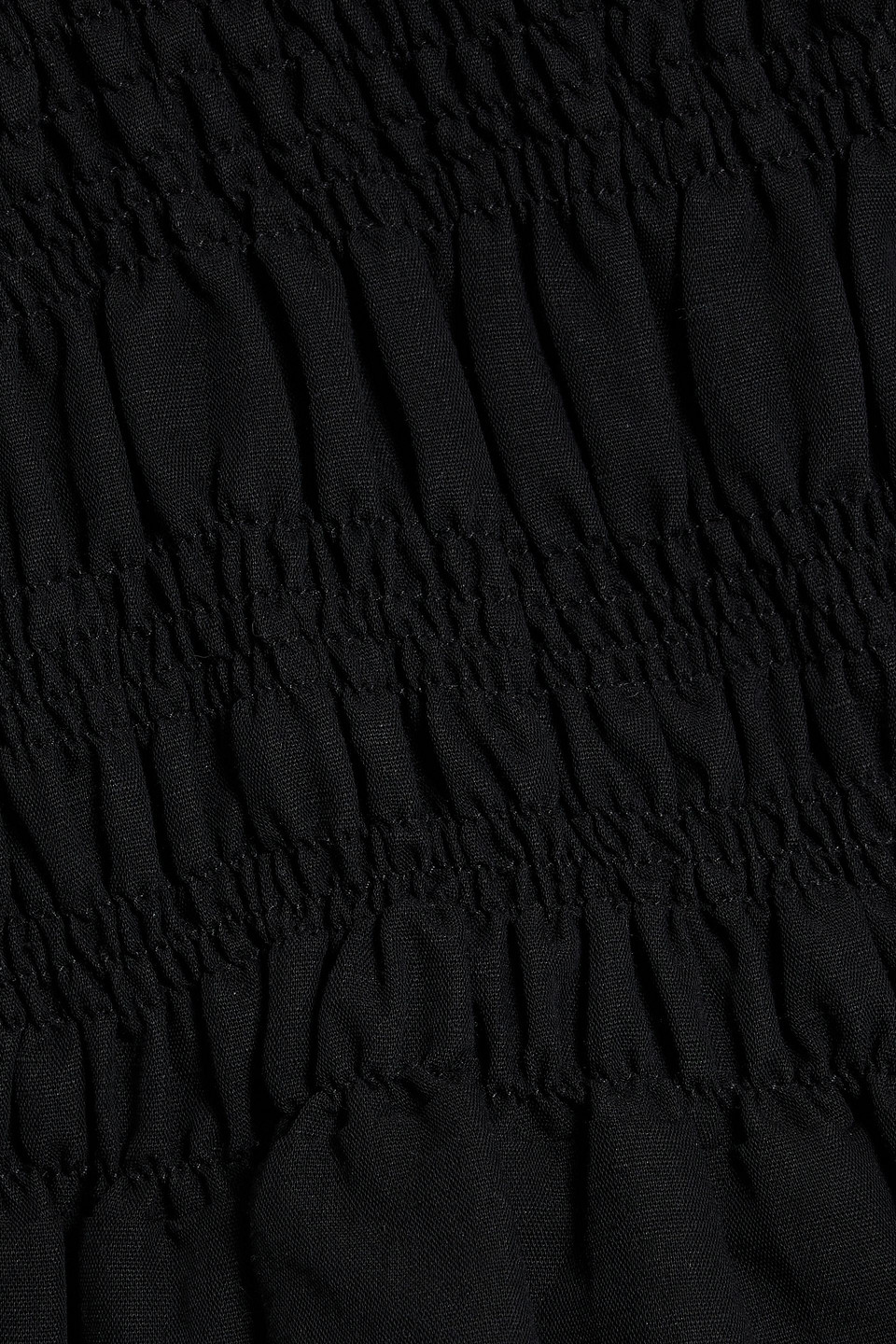 Rohe Shirred Cotton And Linen-blend Top In Black