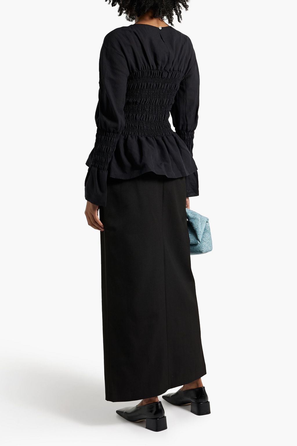 RÓHE Shirred cotton and linen-blend top