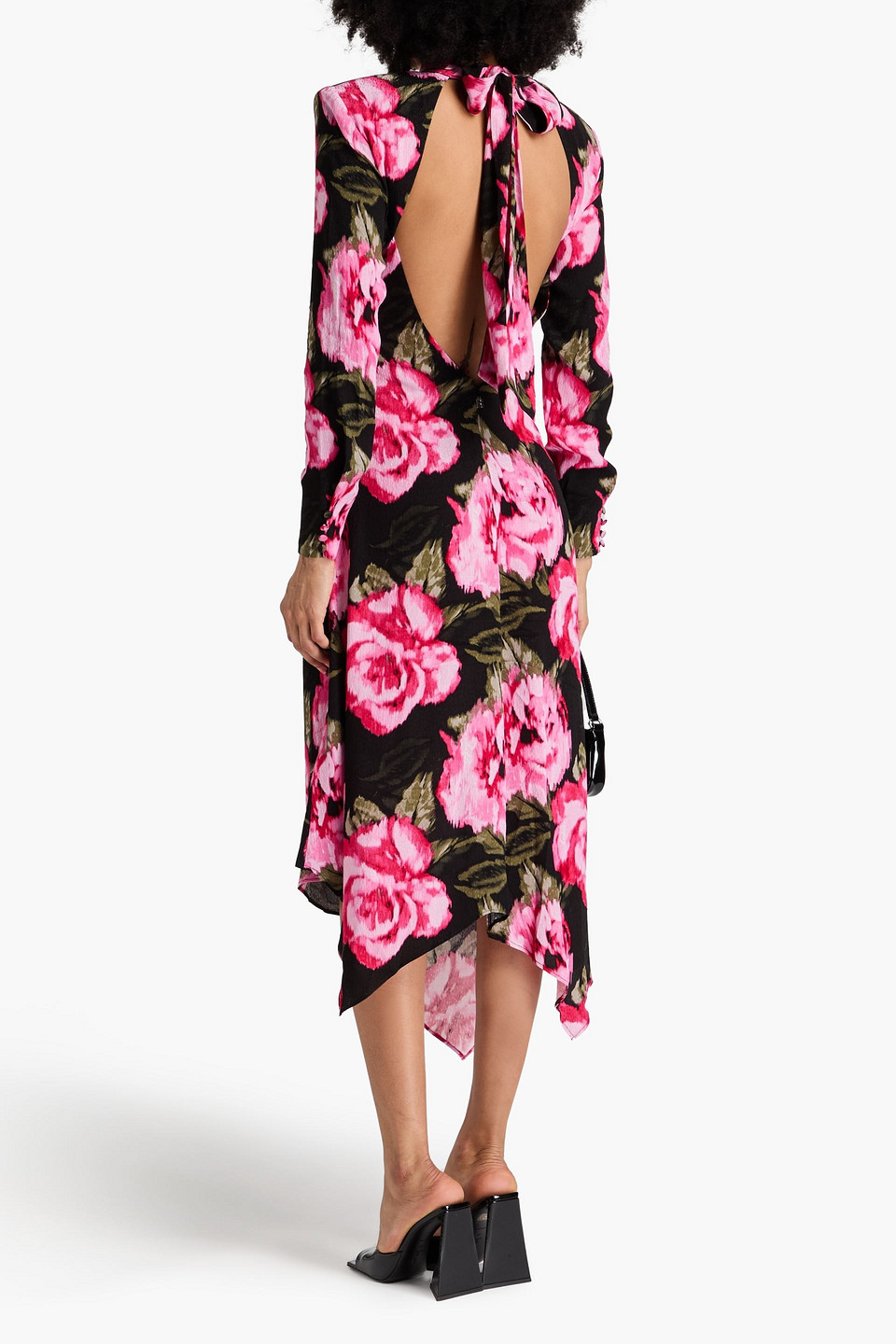  Rotate Birger Christensen - Midikleid Aus Jacquard Mit Floralem Print Und Cut-outs - Schwarz - De 44 