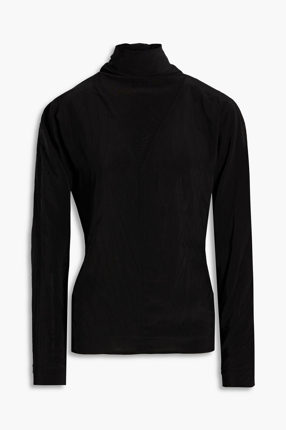 Rohe Cutout Woven Turtleneck Top In Black