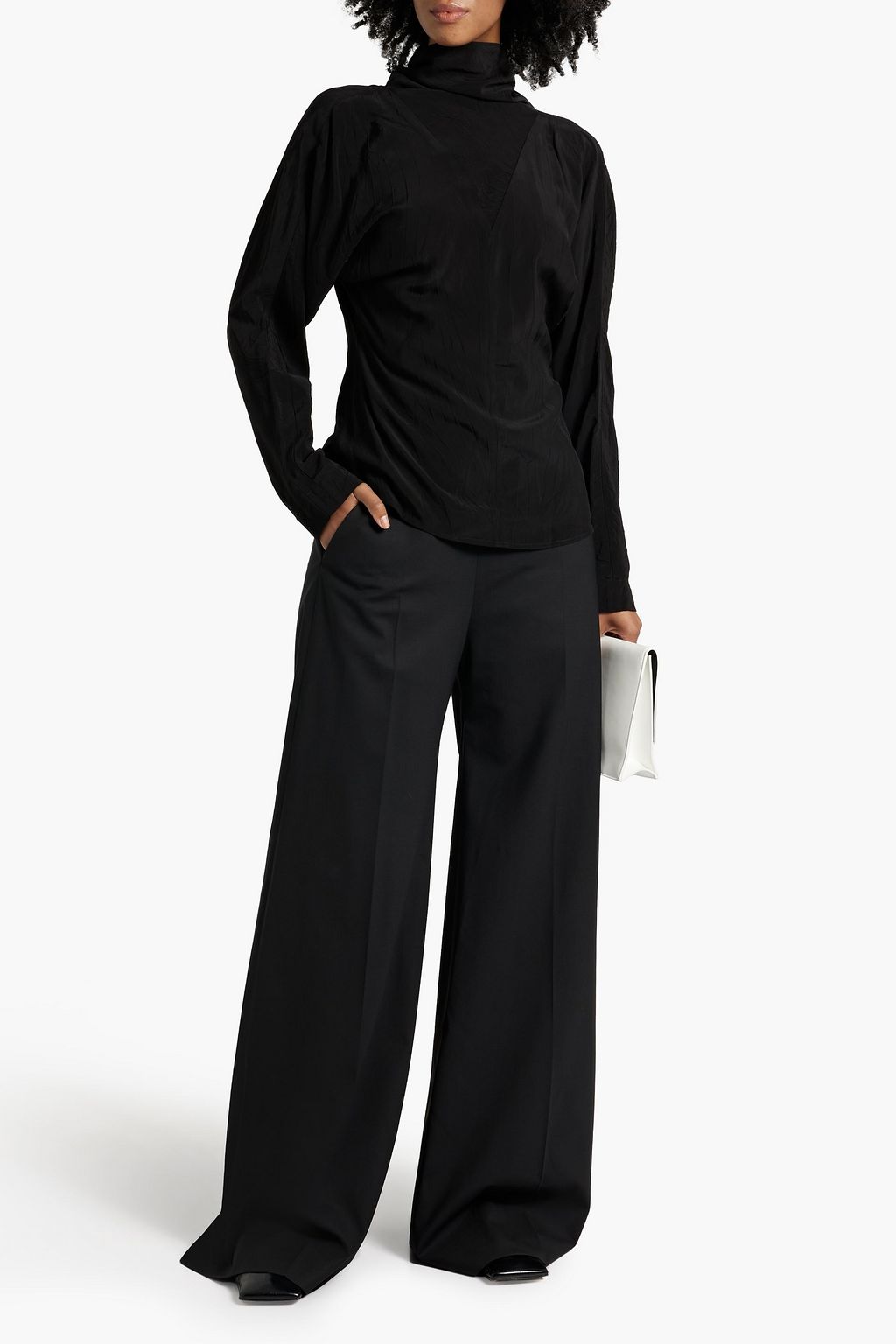 RÓHE Cutout woven turtleneck top