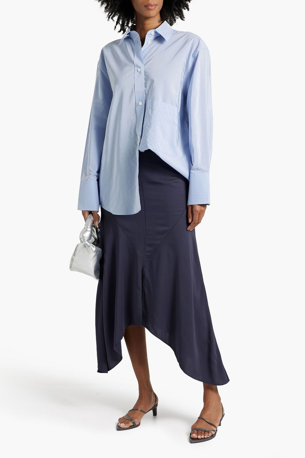 RÓHE Asymmetric satin-crepe midi skirt