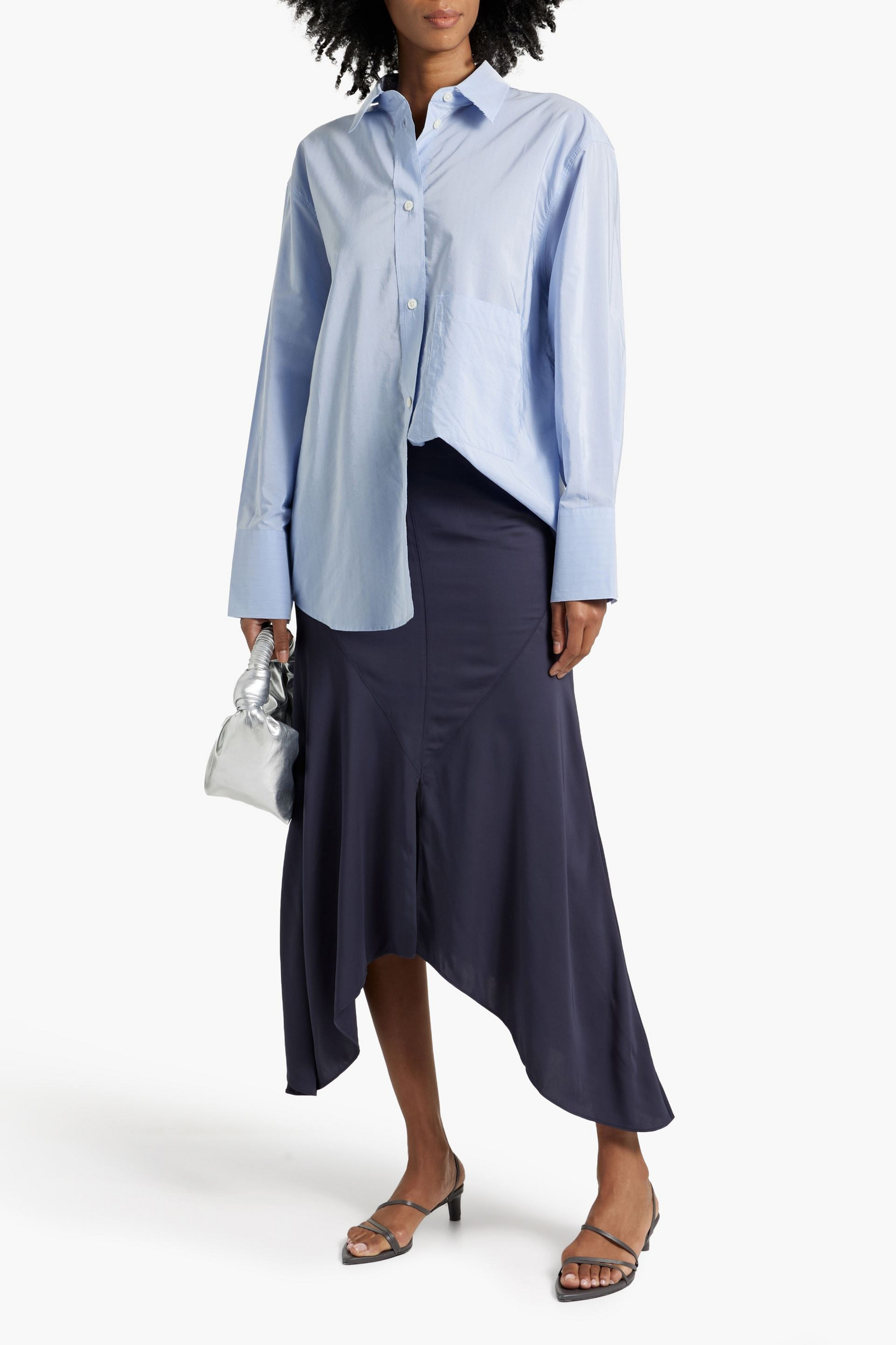 Róhe Asymmetric satin-crepe midi skirt