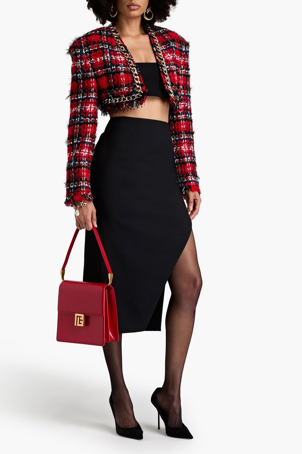 BALMAIN جاكيت من التويد بتصميم مزركش