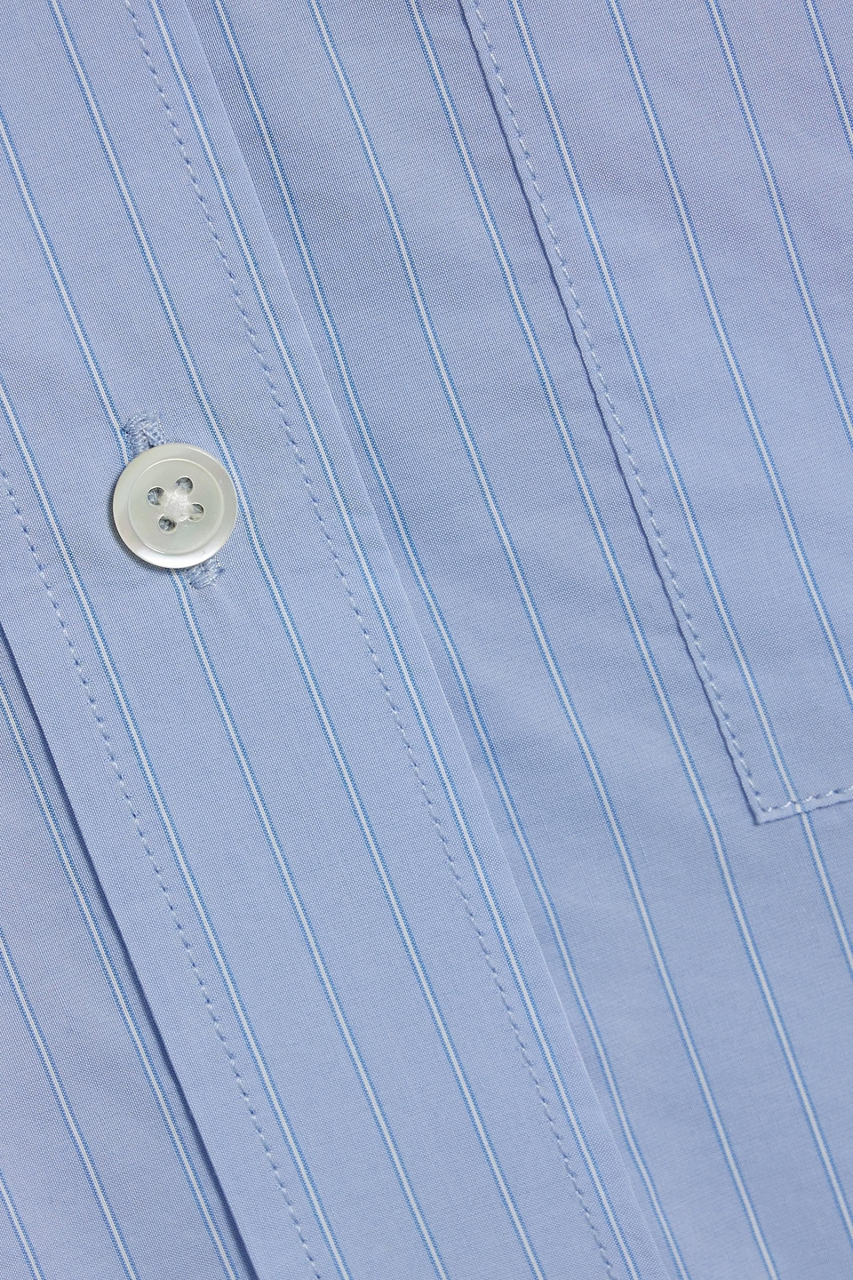 Rohe Pinstriped Cupro And Cotton-blend Poplin Shirt In Light Blue