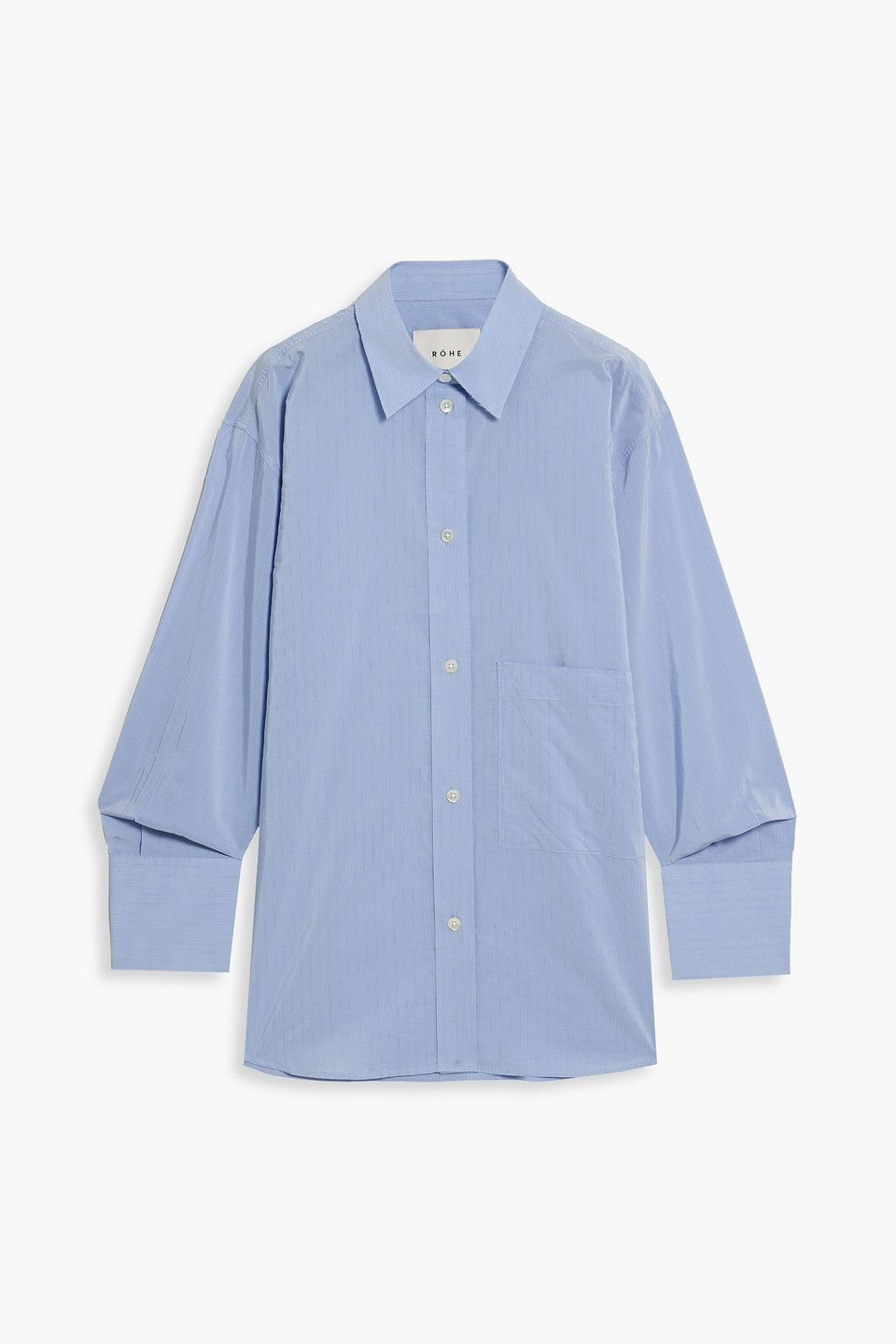 Rohe Pinstriped Cupro And Cotton-blend Poplin Shirt In Light Blue