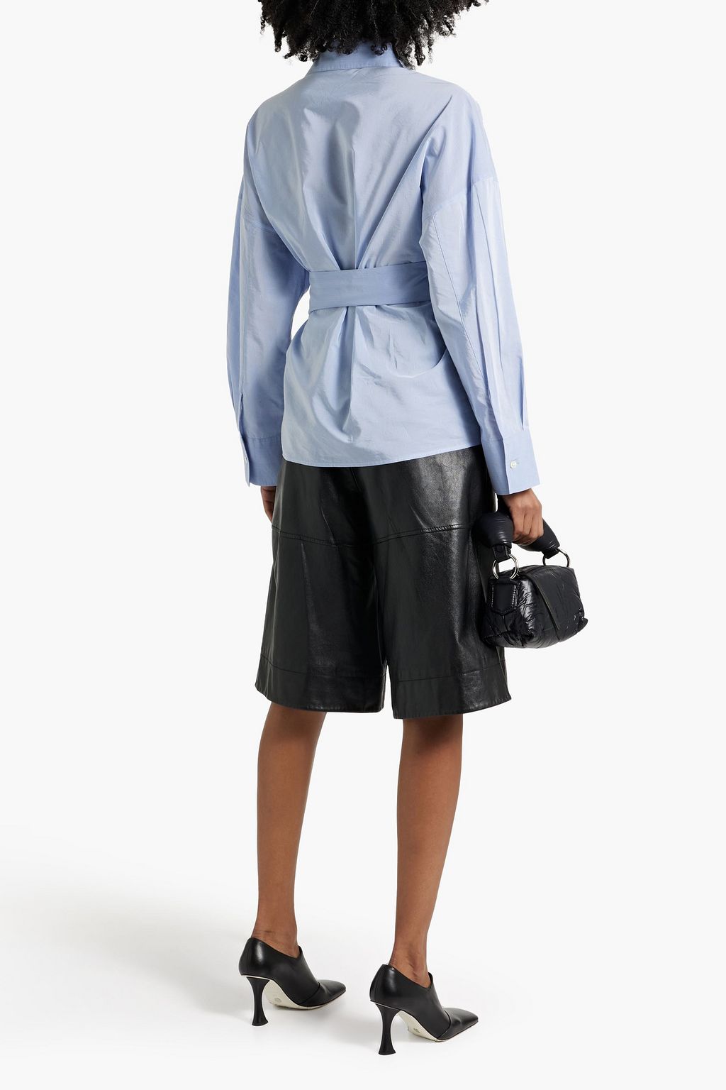 RÓHE Striped cupro and cotton-blend wrap top