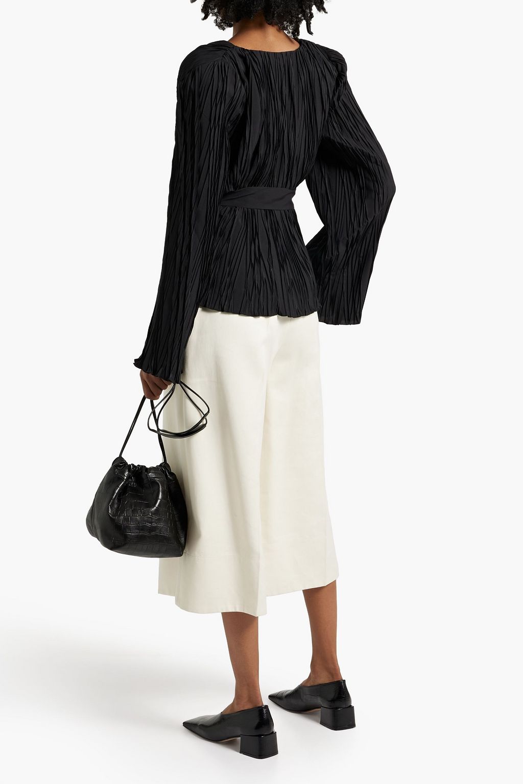 RÓHE Pleated crepe wrap top